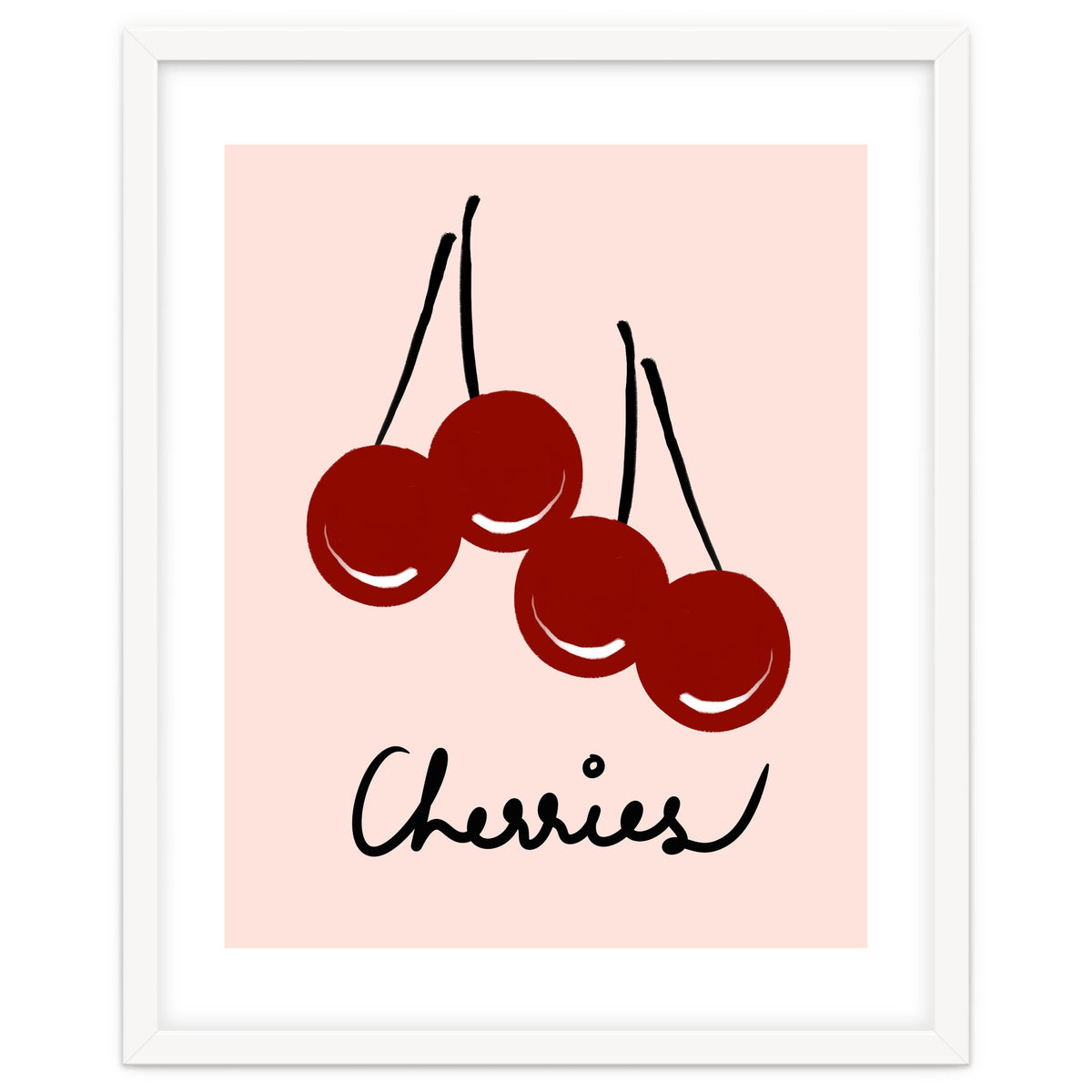 Cherries modern simple minimalistic red cute Fruit wall art