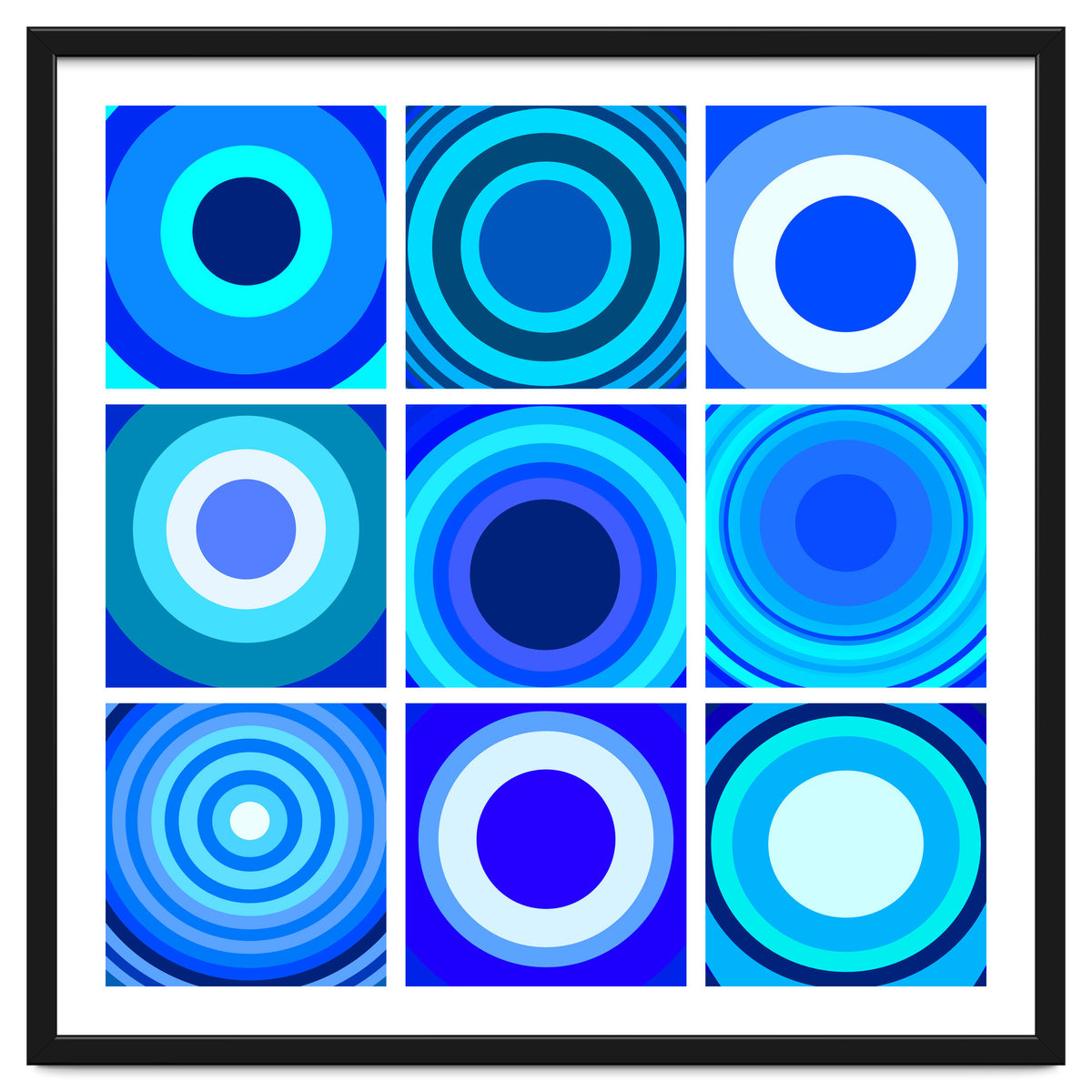 Circles & Rectangles Alt Blue 3 X 3: 4
