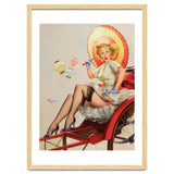 Pinup Girl In Rickshaw Experiencing Sudden Wind thumbnail