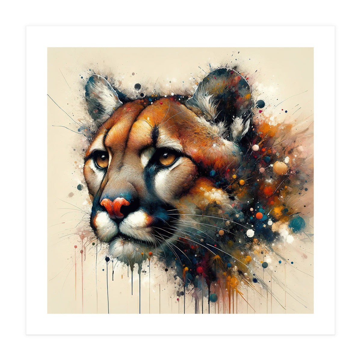 Watercolor Cougar Portrait (Print Only)