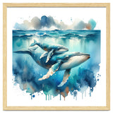 Mother And Calf Whales Watercolor thumbnail