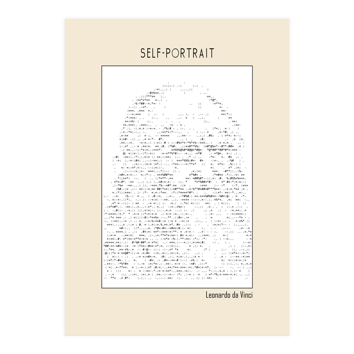 Self Portrait – Leonardo Da Vinci (ascii Art) (Print Only)