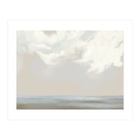 Abstract muted sea and clouds oil painting  (Print Only)