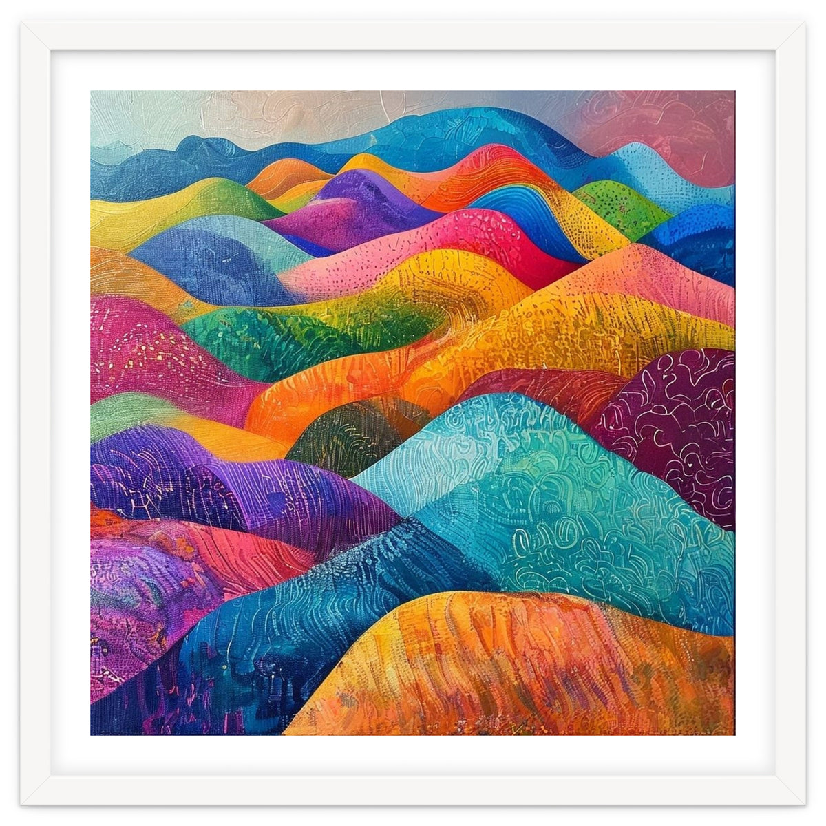 Vibrant Rainbow Rolling Hills Landscape