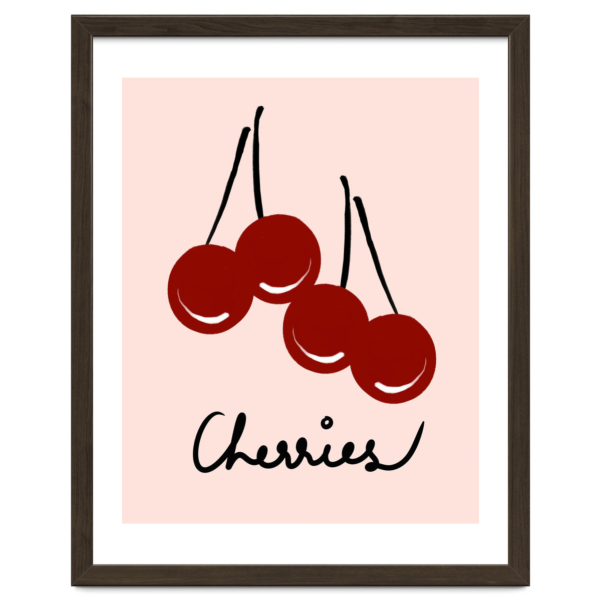 Cherries modern simple minimalistic red cute Fruit wall art
