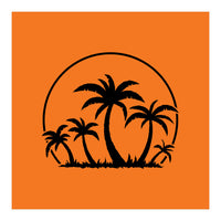 Palm Trees And Sunset in Black (Print Only)