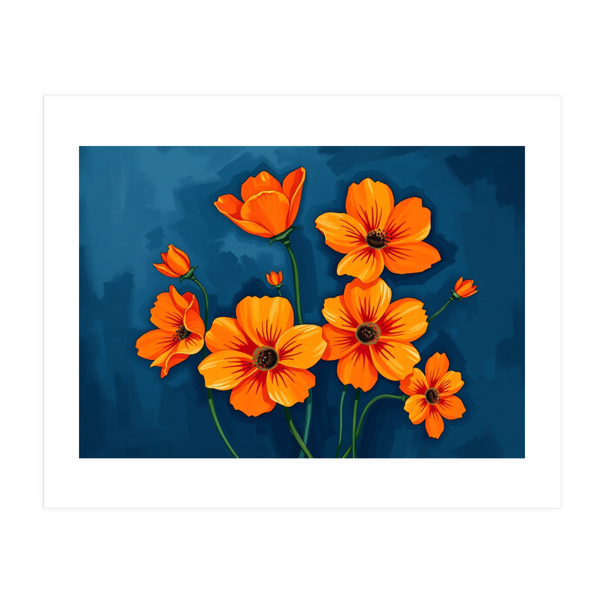 Orange Blue Flower (Print Only)