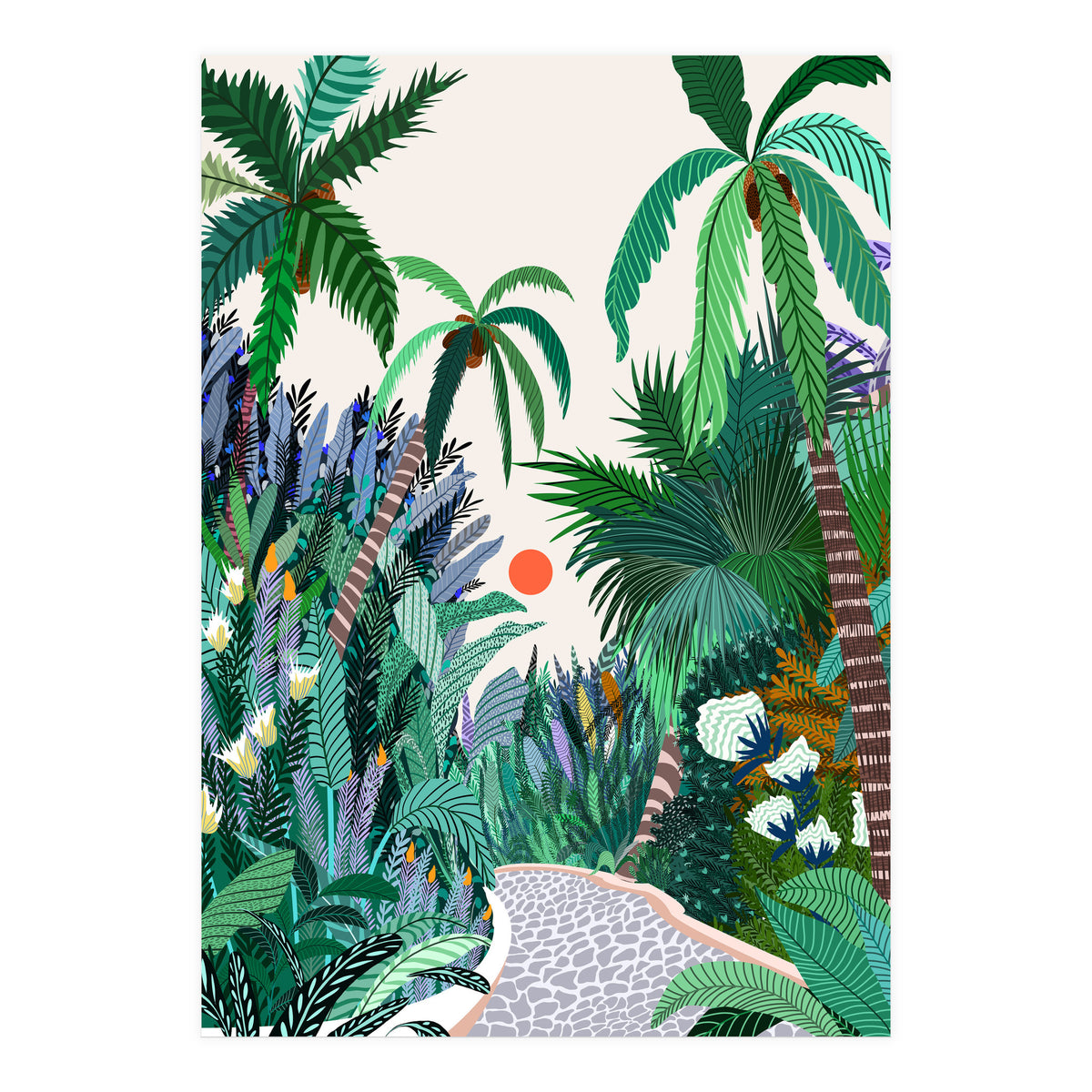 The Urban Jungle Route, Botanical Tropical Nature Plants, Forest Bohemian Eclectic Trees, Exotic Garden Palm Travel Boho (Print Only)