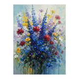 Vibrant Blue Delphinium and Red Rose Heavy Impasto Oil Painting (Print Only) thumbnail