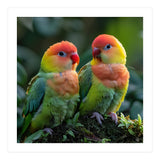 Lovebirds Perched Together On Mossy Branch (Print Only) thumbnail