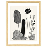 Abstract Black And White Botanical Illustration With Organic Shapes thumbnail