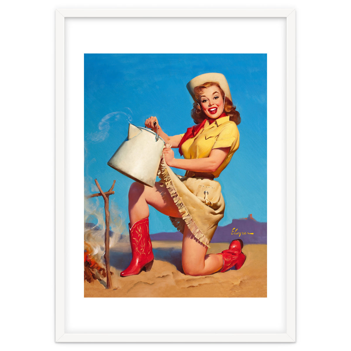 Pinup Sexy Woman Posing With A Hot Teapot