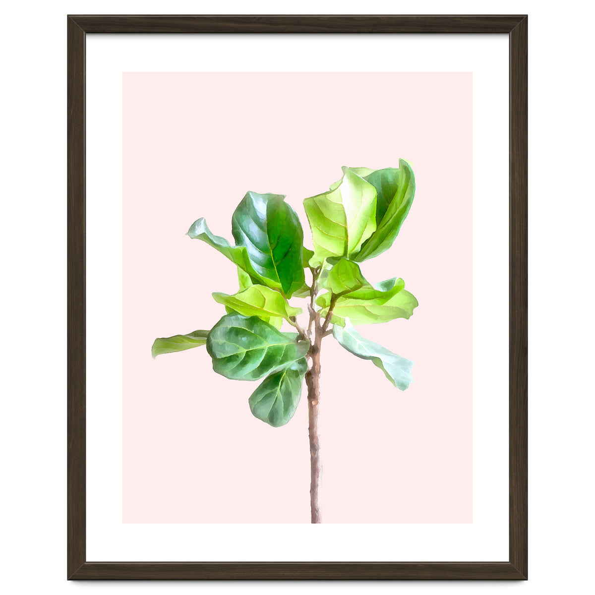 Intimate Energy, Blush Pastel Botanical Plant Minimal Painting, Pink Green Nature