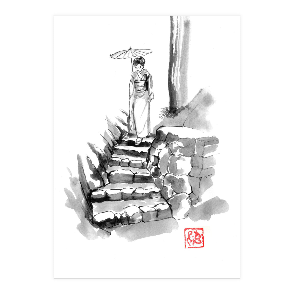 woman Descending Stairs (Print Only)