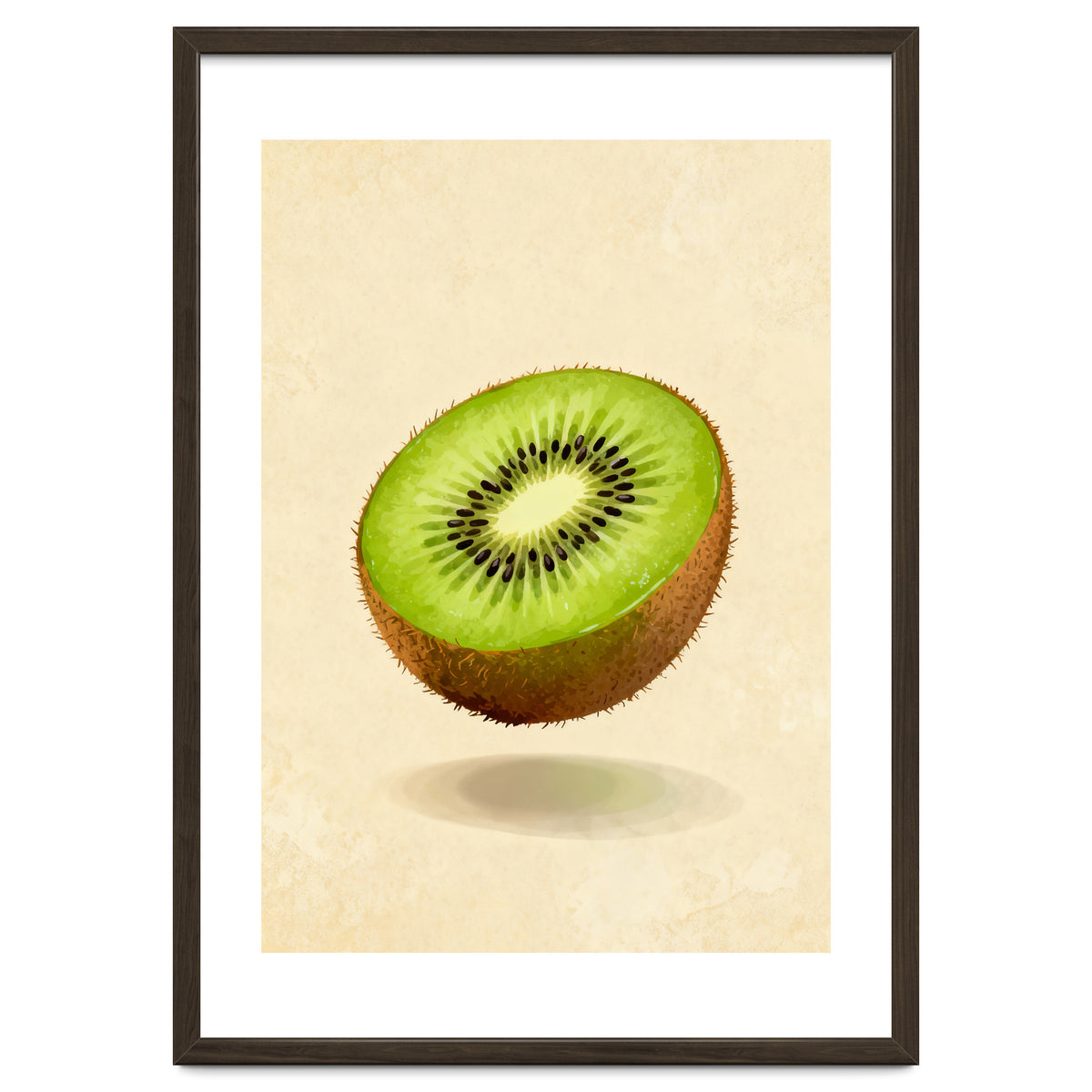 Kiwi Slice, Watercolor Fruit, Fresh Green Art