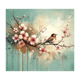 Bird Resting On Cherry Blossom Branch (Print Only) thumbnail