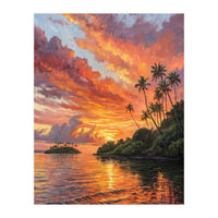 Impressionist Tropical Sunset Over Paradise Island (Print Only)