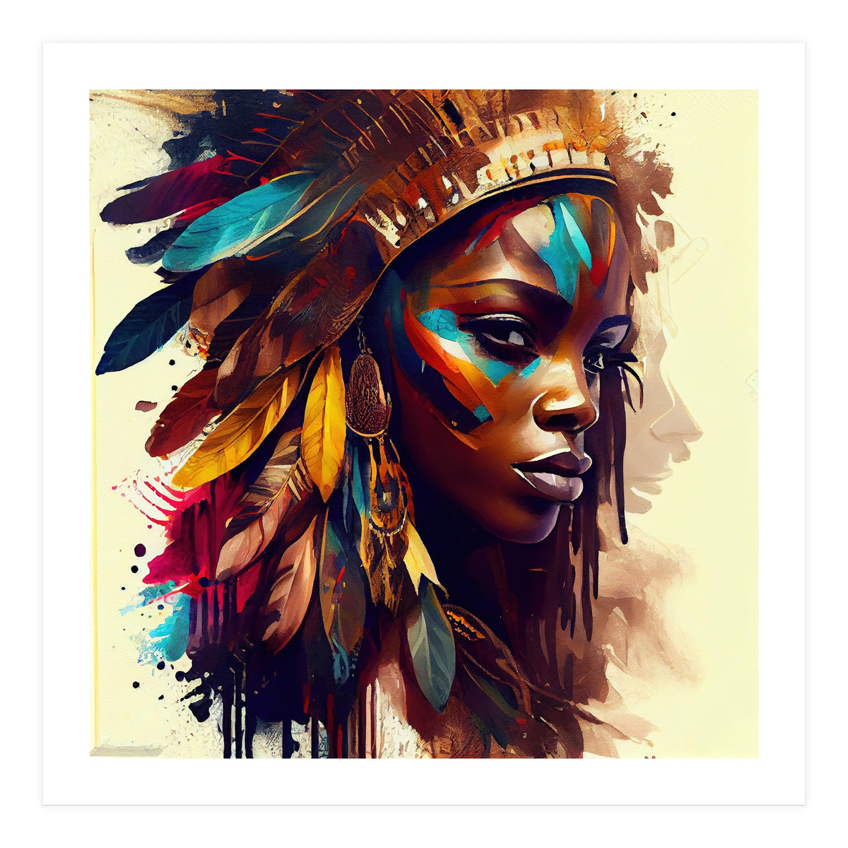 Powerful African Warrior Woman #5 (Print Only)