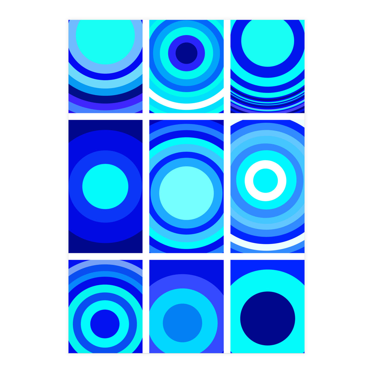 Circles & Rectangles Alt Blue 3 X 3: 2 (Print Only)