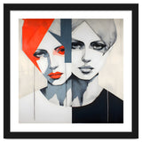 CHIC, Fashion in it's simplist form, two chic women head and shoulders portrait. thumbnail