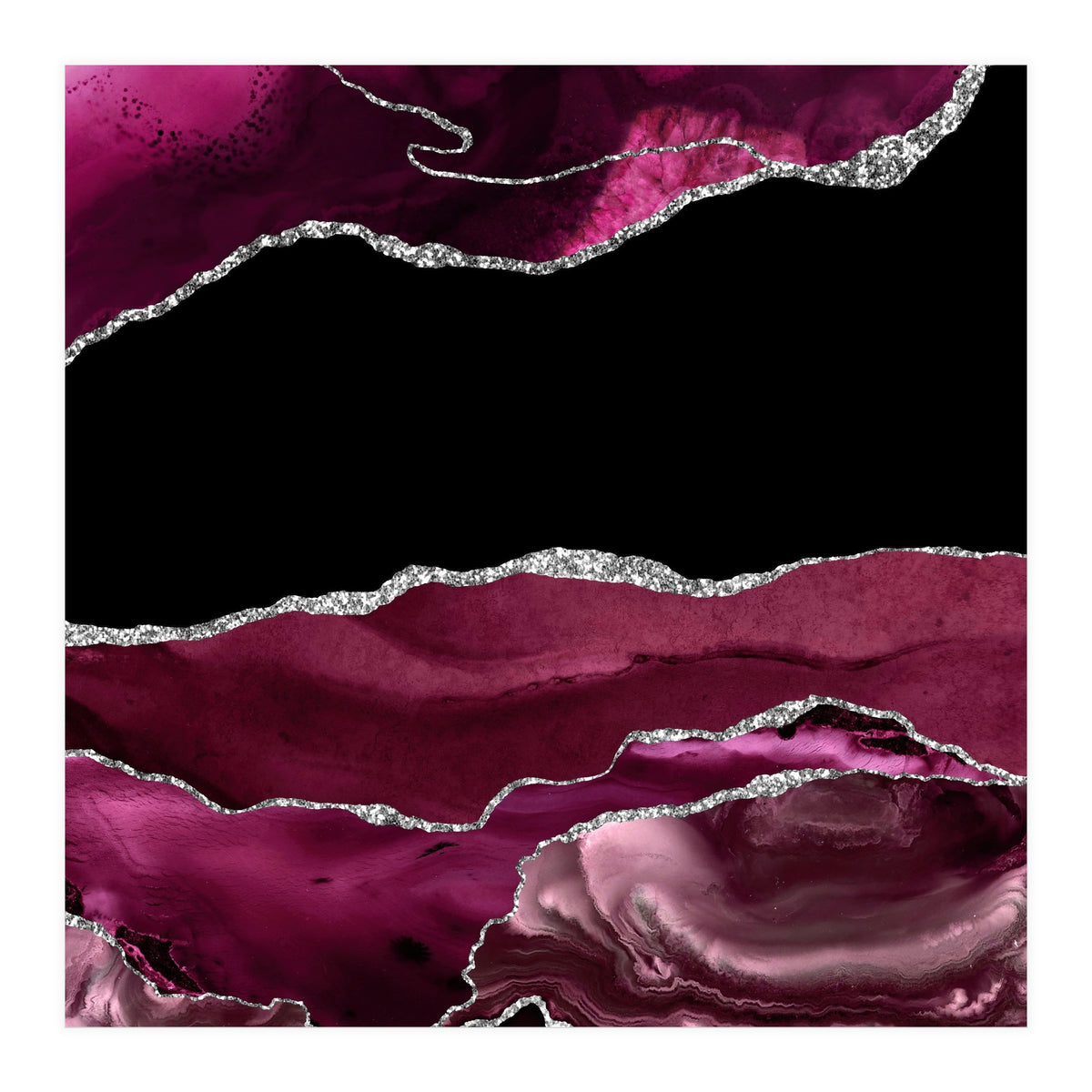 Burgundy & Silver Agate Texture 02 (Print Only)