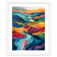 Colorful Abstract River Valley Landscape Art