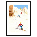 Skiing on Ice Cream Mountains, Miniature Skiers Winter Art Print for Kitchen Decor thumbnail