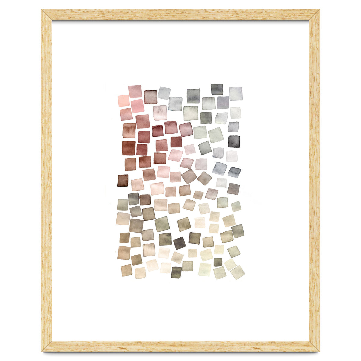 Watercolor Geometric Square Shapes Red