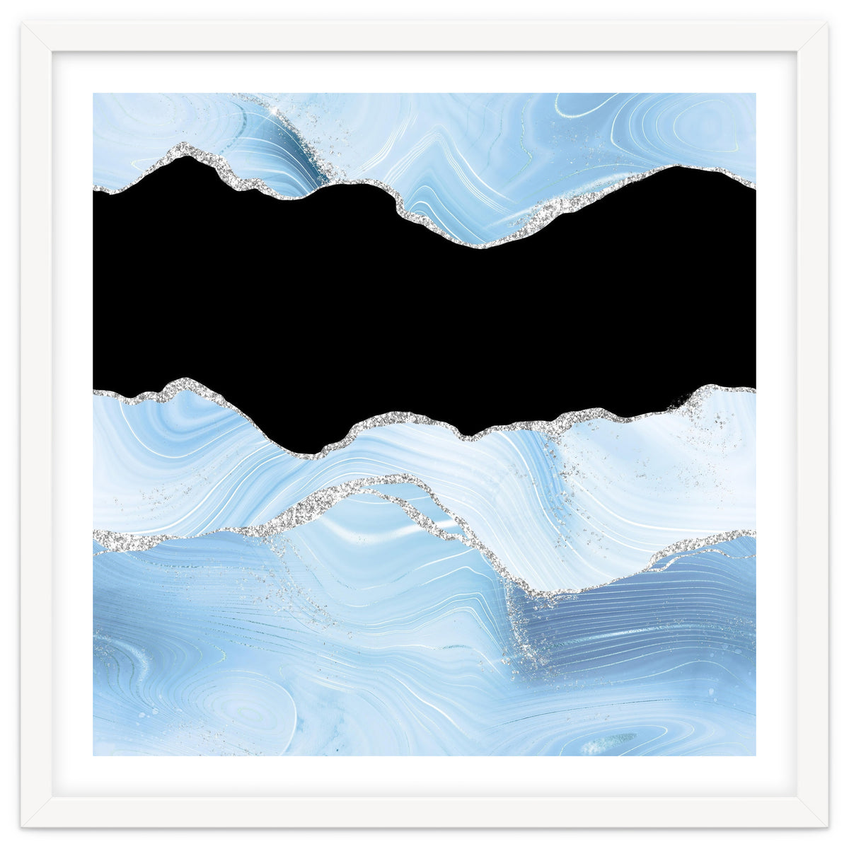 Blue & Silver Agate Glitter Texture 03