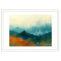 Long Title Misty Blue Mountain Range Landscape