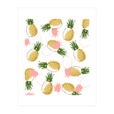 Pineapples & Pine Cones, Eclectic Tropical Nature Illustration, Quirky Fun Fruit Food Graphic Design (Print Only) thumbnail