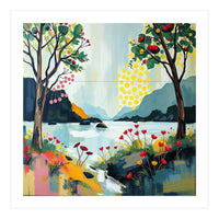 Serene Mountain Lake Landscape (Print Only)