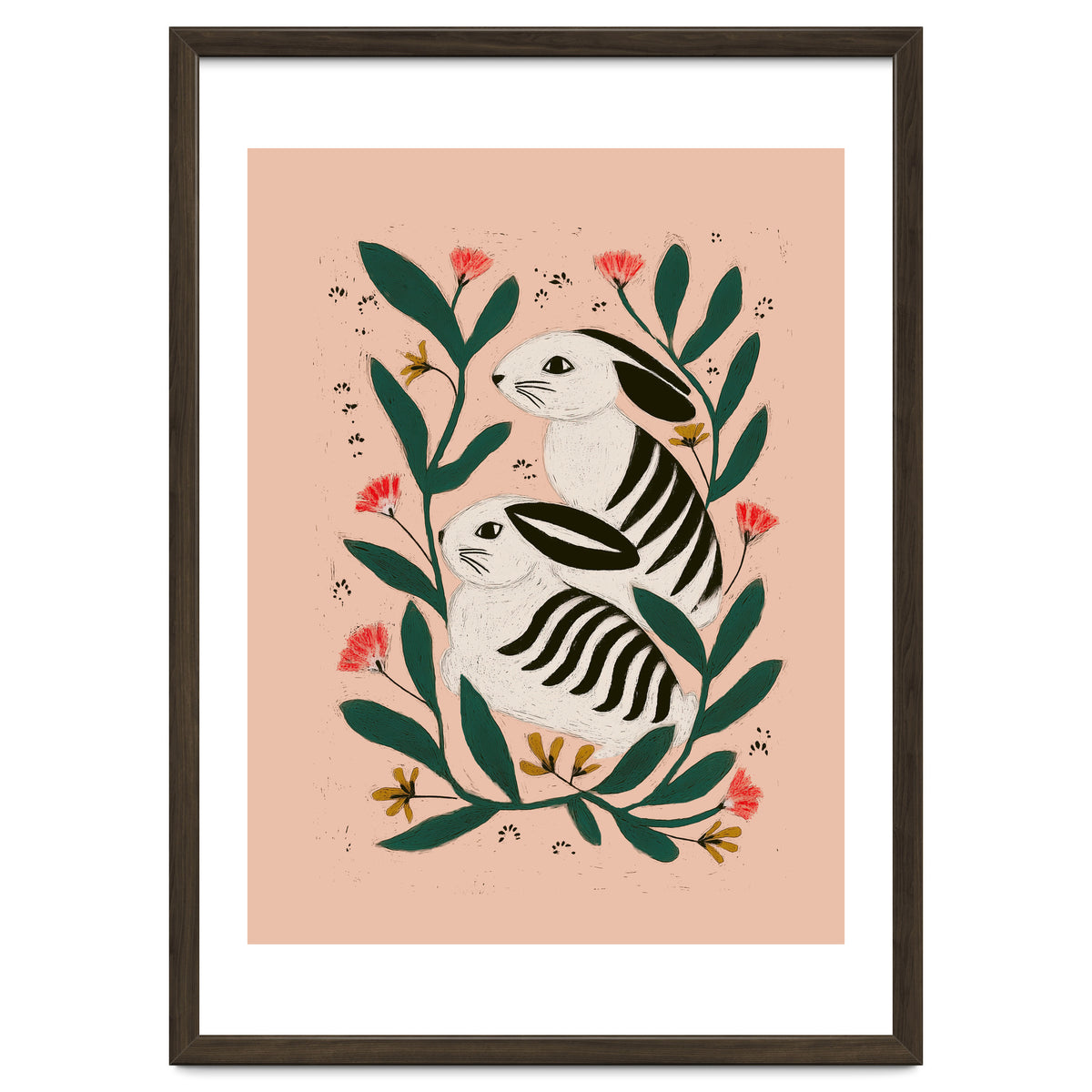 Hares Among Flowers