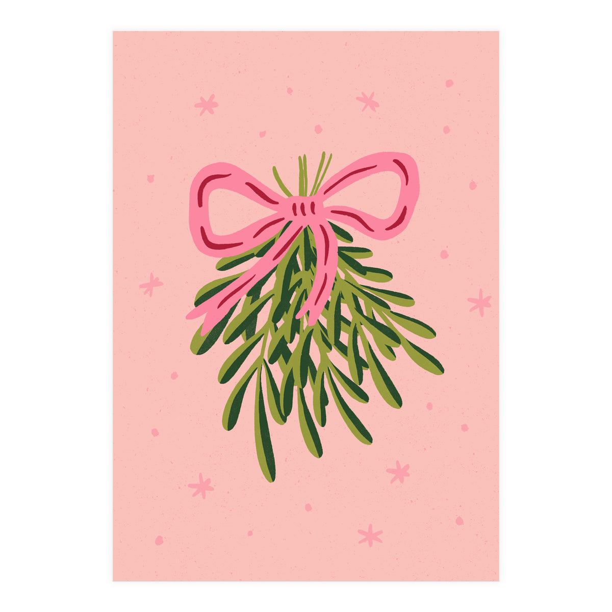 Mistletoe And Pink Bow (Print Only)