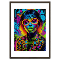 Girl In Glasses Neon Graffiti Art