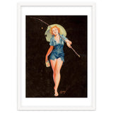 Happy Pinup Girl With A Fishing Stick thumbnail