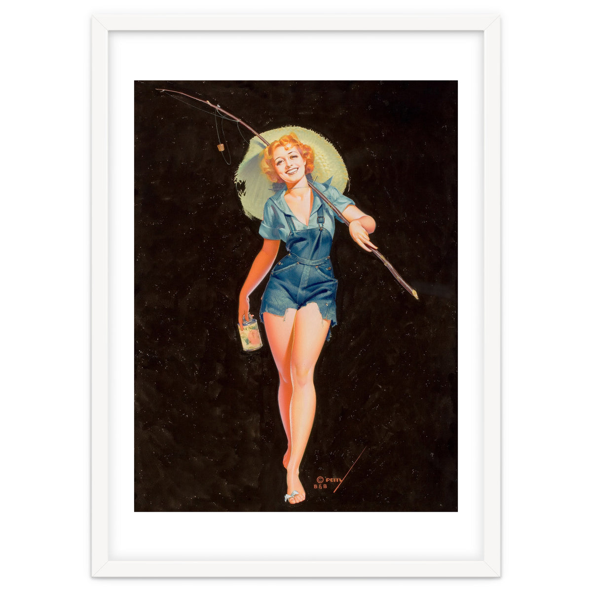 Happy Pinup Girl With A Fishing Stick