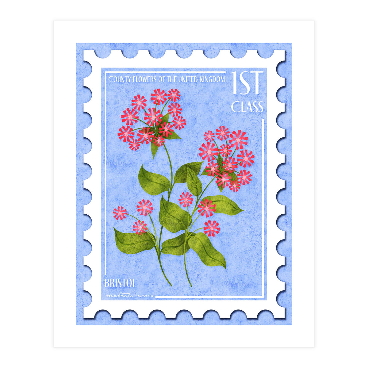 Bristol Maltese Cross Postage Stamp (Print Only)