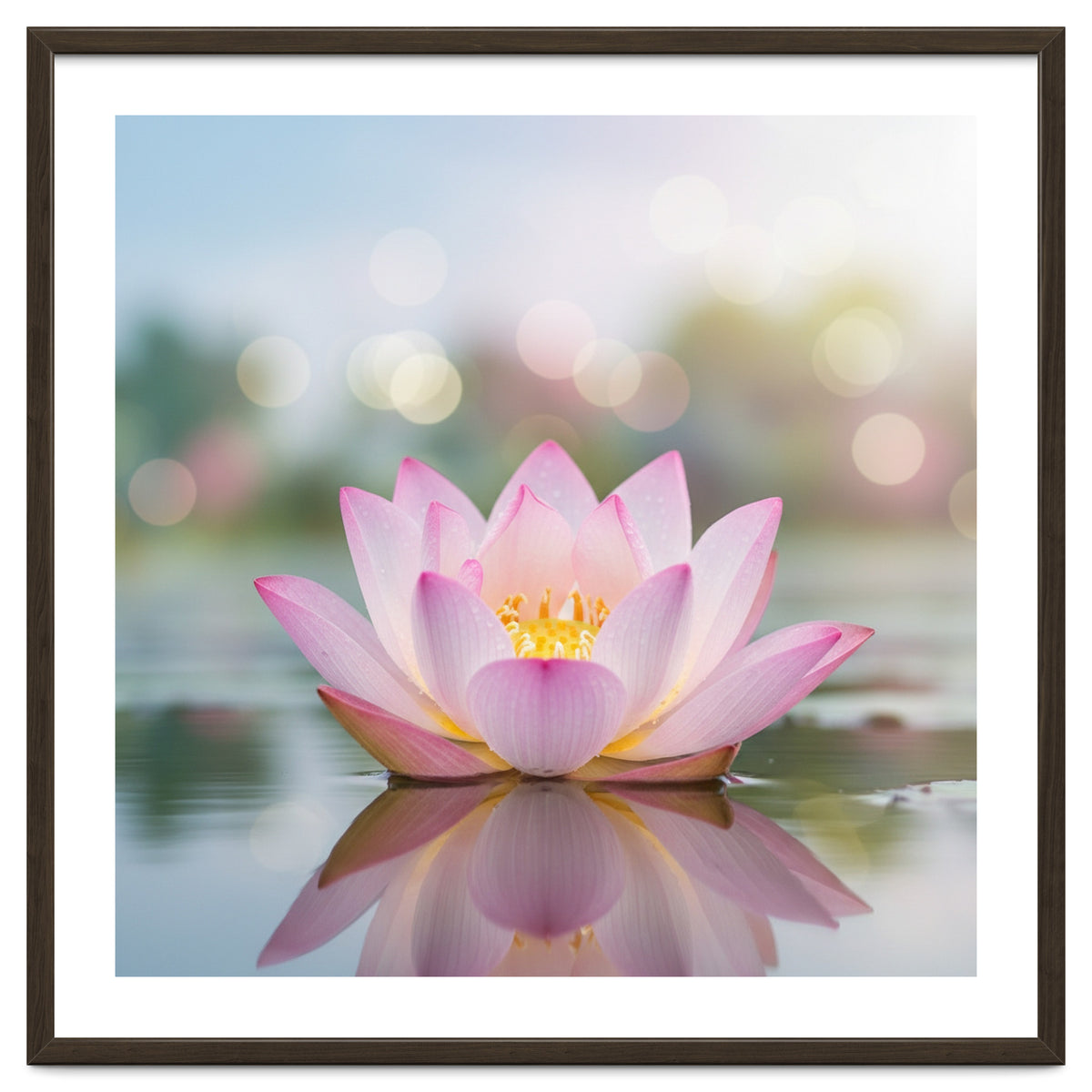Ethereal Lotus Bloom: Serene Botanical Reflection