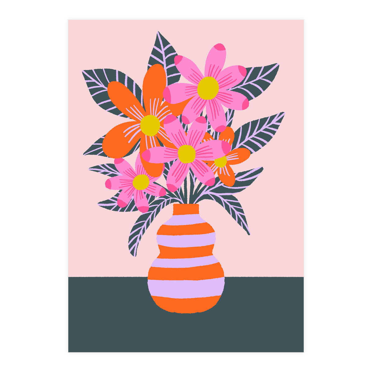 Colorful Flowers In a Vase (Print Only)