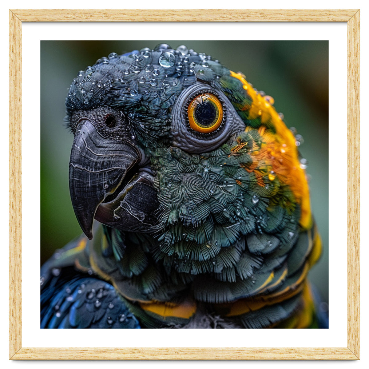 Close Up Of A Wet Macaw Parrot Head