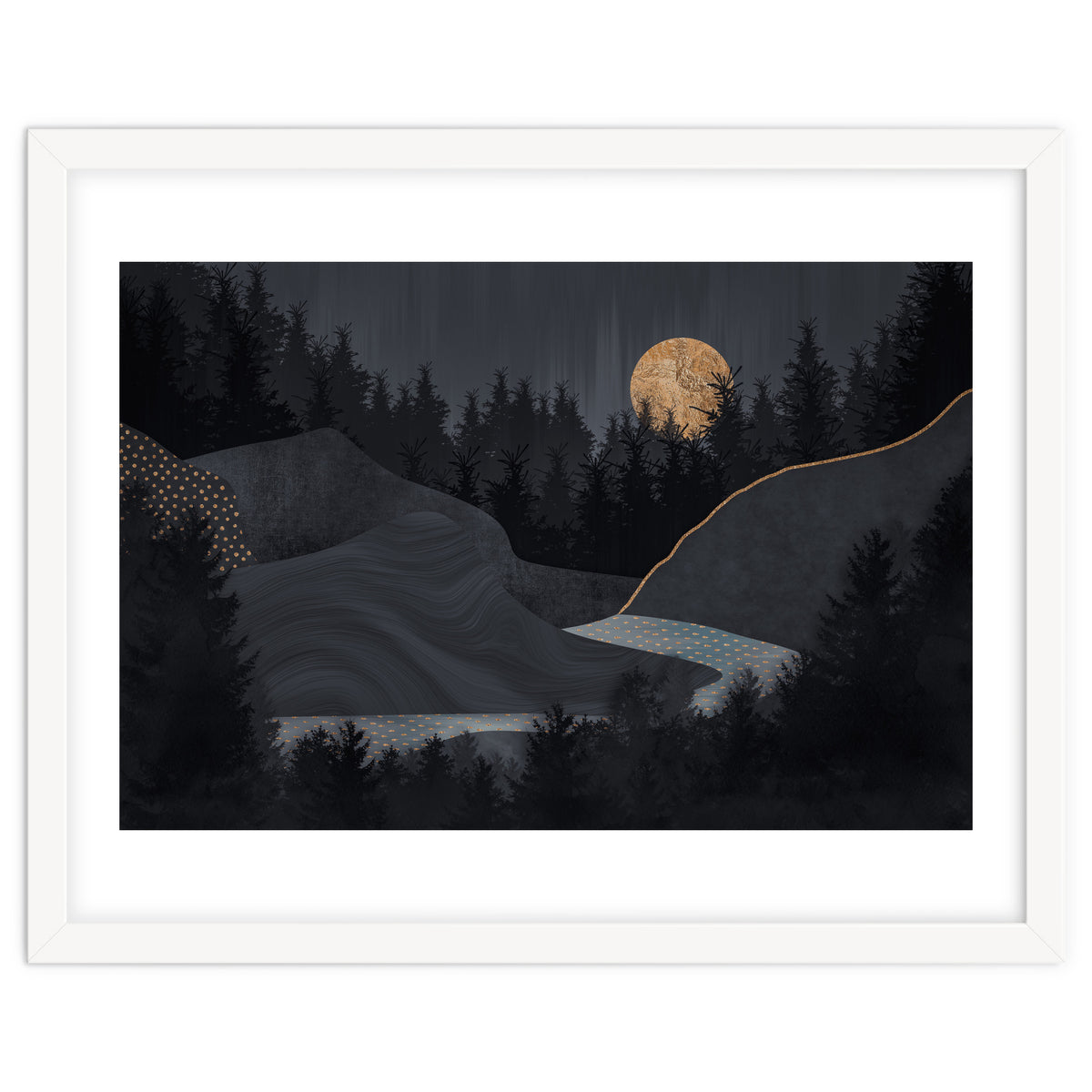 Abstract Landscape Midnight Moon