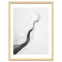 Abstract Black And White Ink Flowing Lines With Splatter