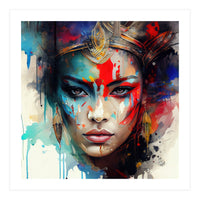 Crowned Mask Asian Warrior Portrait (Print Only)