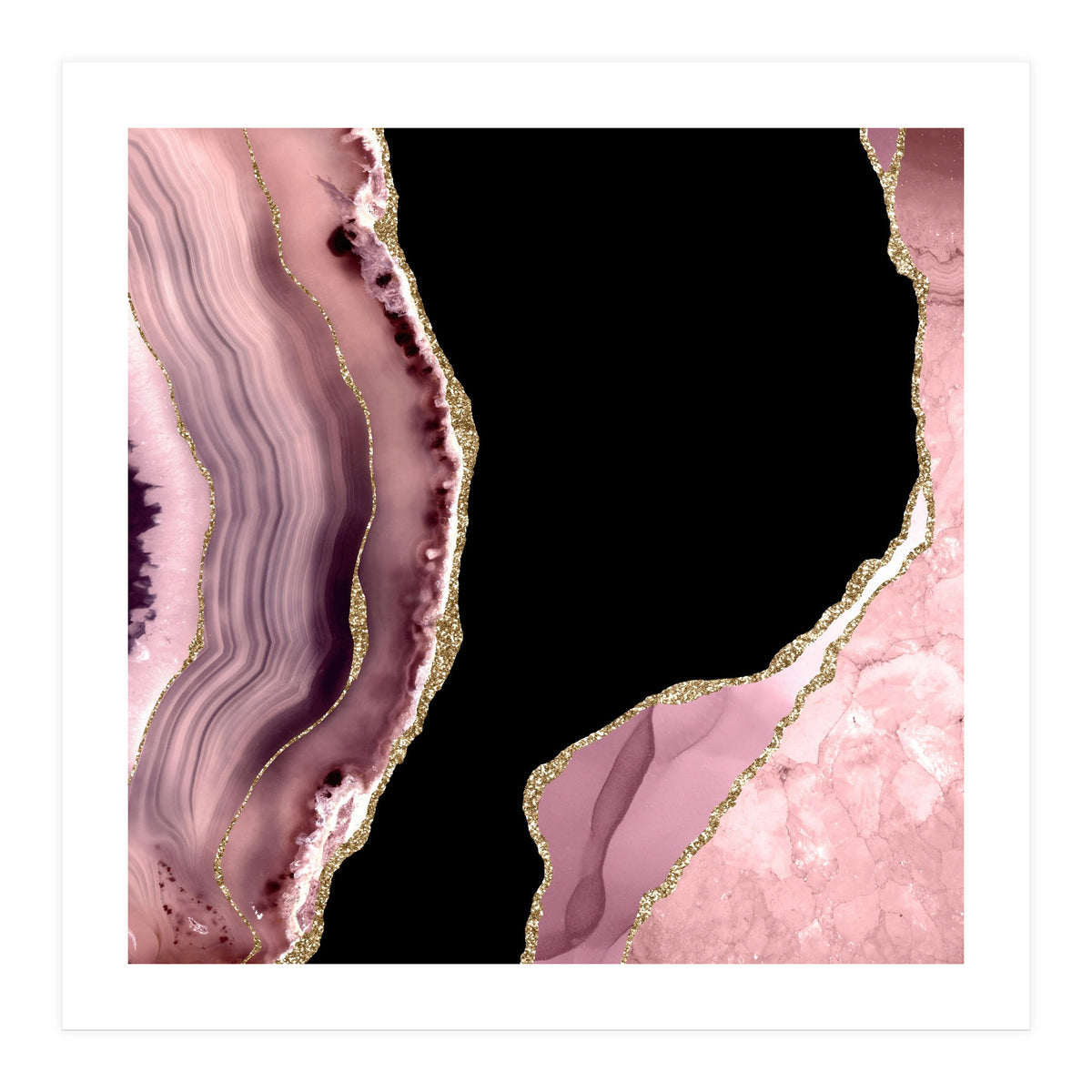 Blush & Gold Agate Texture 01  (Print Only)