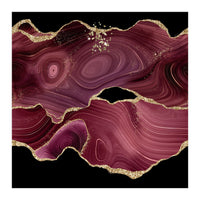 Burgundy & Gold Glitter Agate Texture 03  (Print Only)