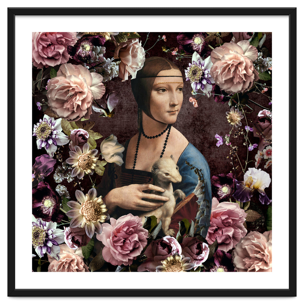 Woman with Ermine And flowers