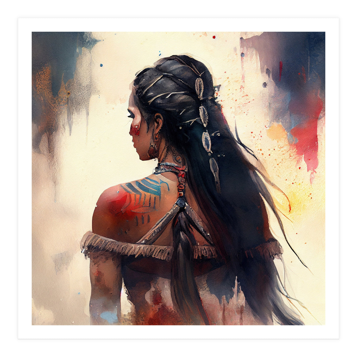 Braided Warrior Woman Profile (Print Only)