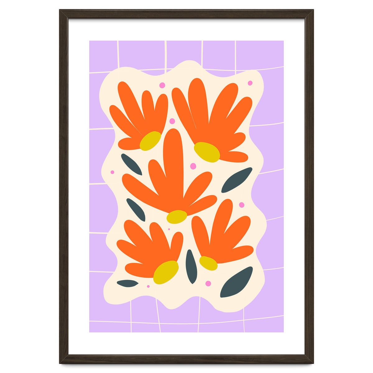 Modern Grid Floral Violet