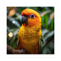 Sun Conure Parrot Colorful Bird Perched On Branch (Print Only)